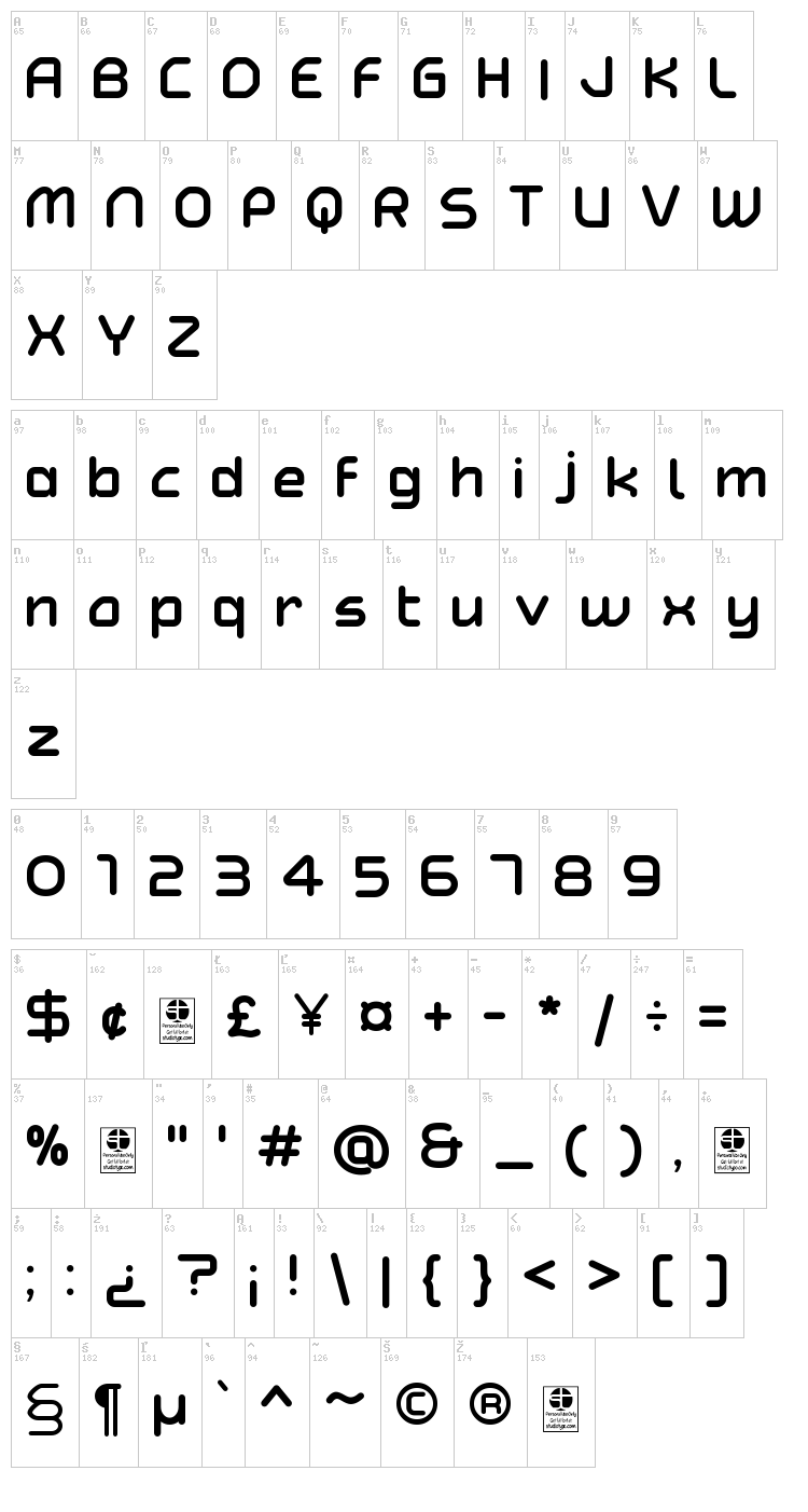 Typo Angular Rounded font map